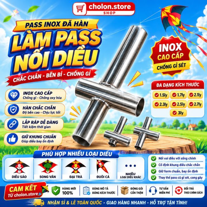 Pass diều, pass INOX đã hàn, pass làm khung diều cao cấp chống gỉ cho mọi loại diều sáo, diều Song V