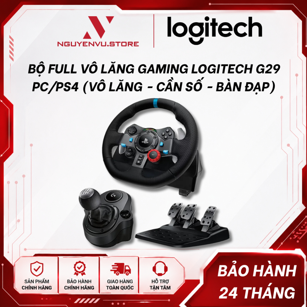 Bộ Full Vô Lăng Gaming Logitech G29 PC/PS4 (Vô Lăng - Cần Số - Bàn Đạp) Logitech Driving Force - Hàn