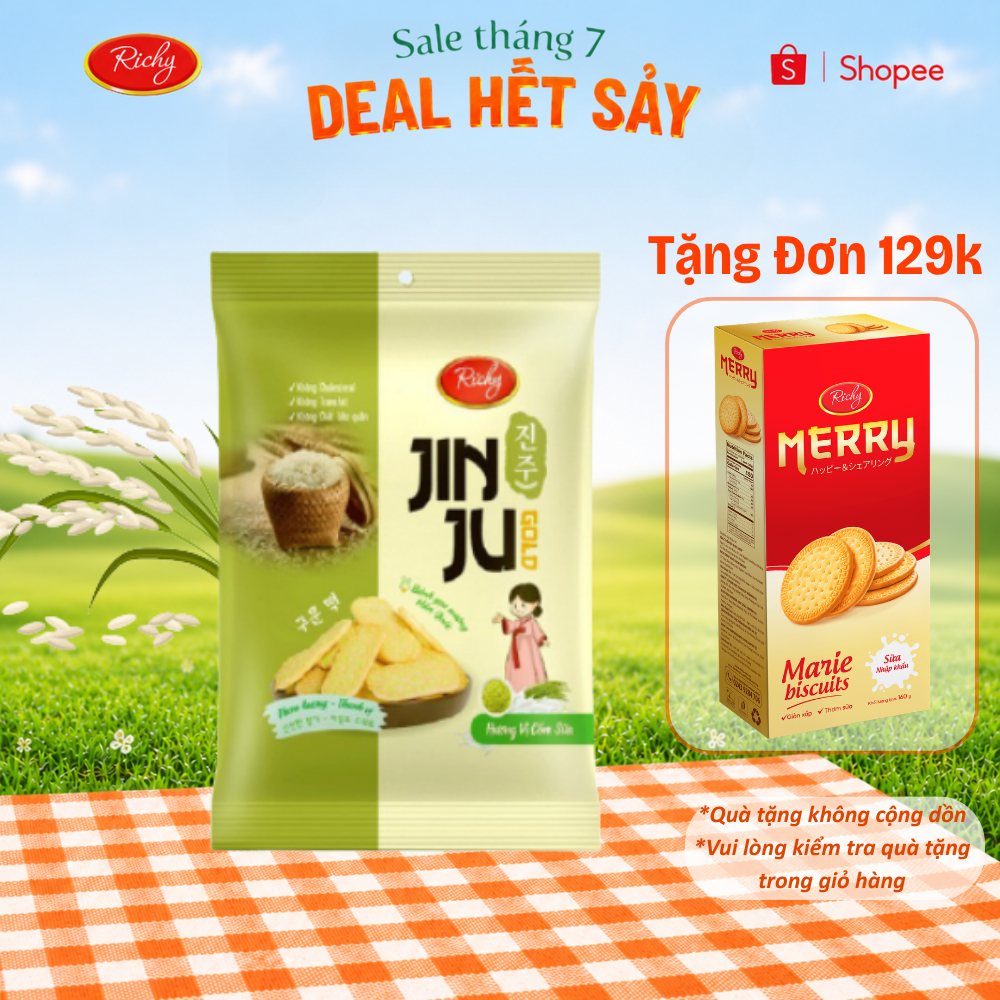[Tặng Quà Đơn 129k] Bánh Gạo JINJU RICHY vị Cốm Sữa 145g