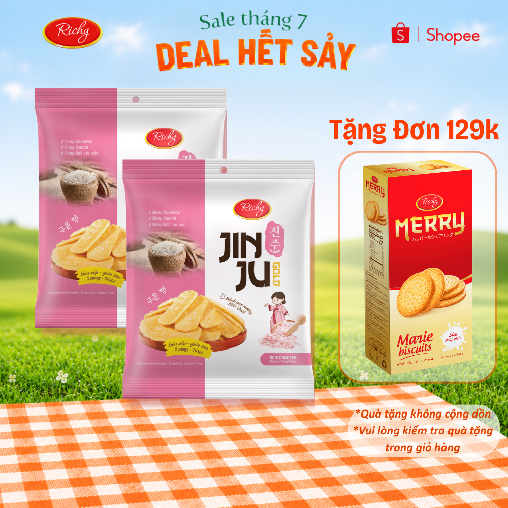 [Tặng Quà Đơn 129k] Combo 2 Túi Bánh gạo Jinju vị Muối Hồng Himalaya 135g