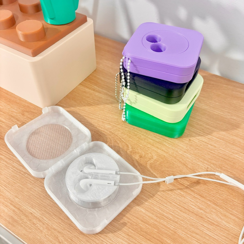 Hộp cuộn xoay rút gọn tai nghe dây/ earpods/ earphone - Có dây treo
