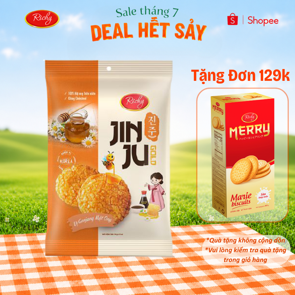 [Tặng Quà Đơn 129k] Bánh gạo Richy Jinju Gold hương vị Ganjang mật ong 100g
