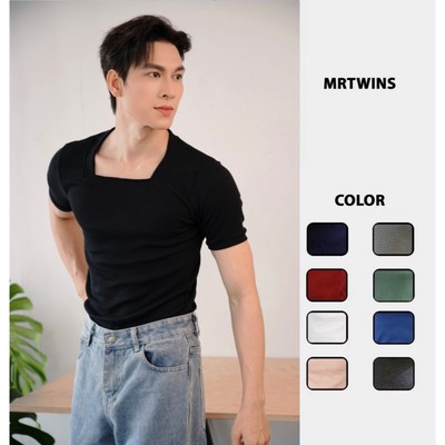 Áo Thun Tay Ngắn Cổ Chữ U Form Body Cotton Tăm Gân Thương Hiệu Mr Twins
