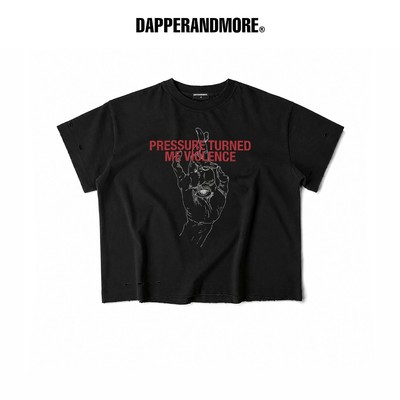 Áo Thun Wash DAPPERANDMORE “ INHERITED VIOLENCE T-SHIRT” Tay Ngắn Mài Sờn 100% Cotton 250GSM - Đen