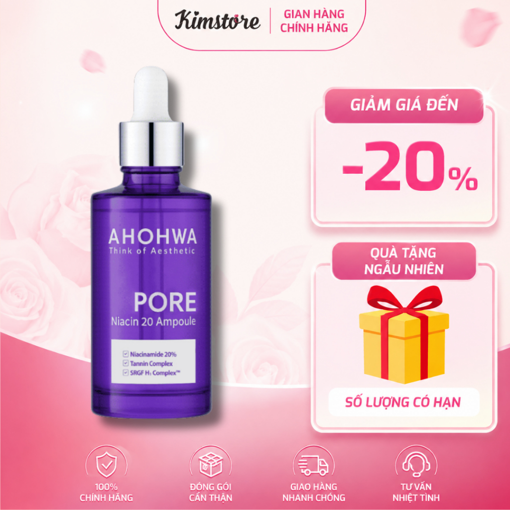 Serum Ahohwa làm sáng, cải thiện sắc tố, thu nhỏ lỗ chân lông Ahohwa Pore Niacinamide 20% Ahohwa 30m