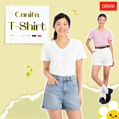 [VỀ THÊM MÀU MỚI] Áo phông nữ basic tay ngắn cổ tim form vừa CANIFA 6TS26A002