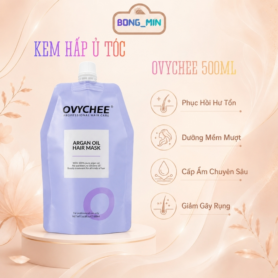 Kem Hấp Ủ Tóc Ovychee 500ml Từ Tinh Dầu Argan Phục Hồi Tóc Hư Tổn