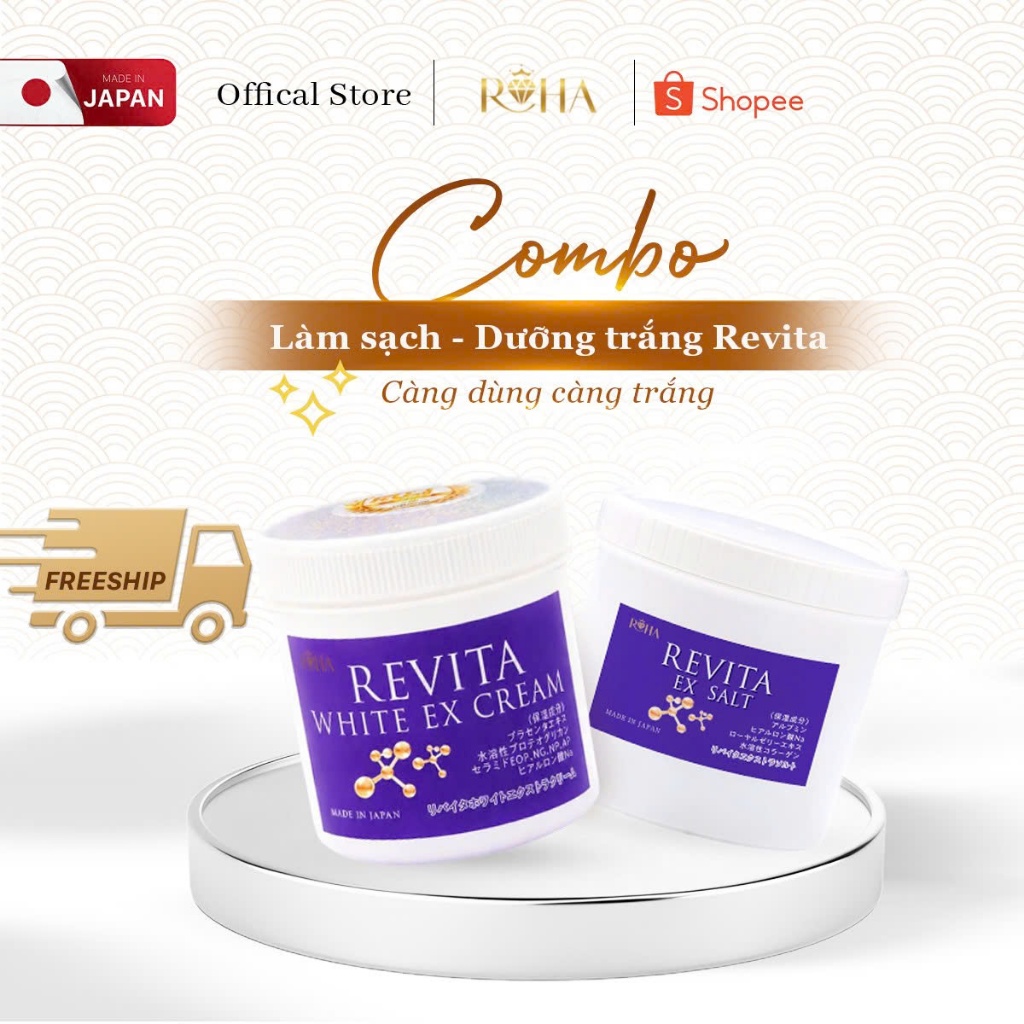 [Combo 1 Tẩy tbc + 1 Kem] Tẩy tế bào chết Revita 900g + Kem dưỡng trắng nâng tone Revita 500g
