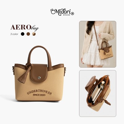Túi AERO Đeo Chéo Nam Nữ Thời Trang Đi Chơi Học Du Lịch Dây Xách Da Lộn Phối Da PU | MIDORI STUDIO