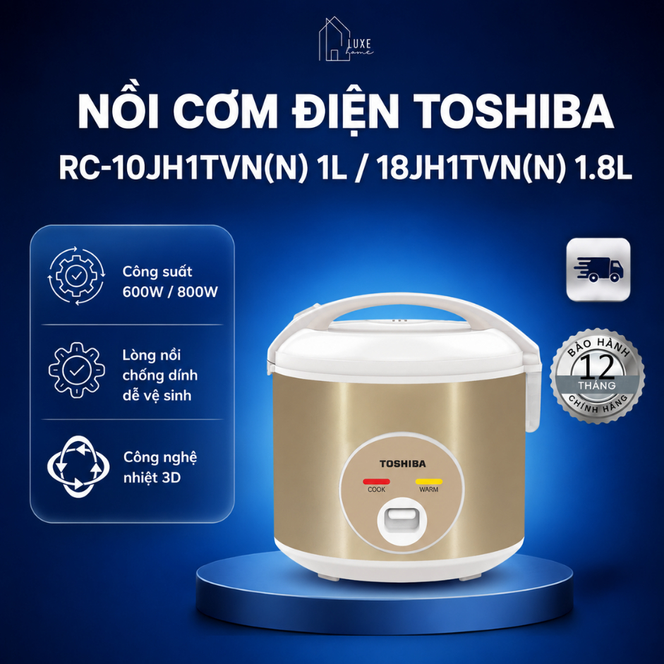Nồi cơm điện Toshiba RC-10JH1TVN(N)1L / 18JH1TVN(N) 1.8L - Bảo hành chính hãng 12 tháng