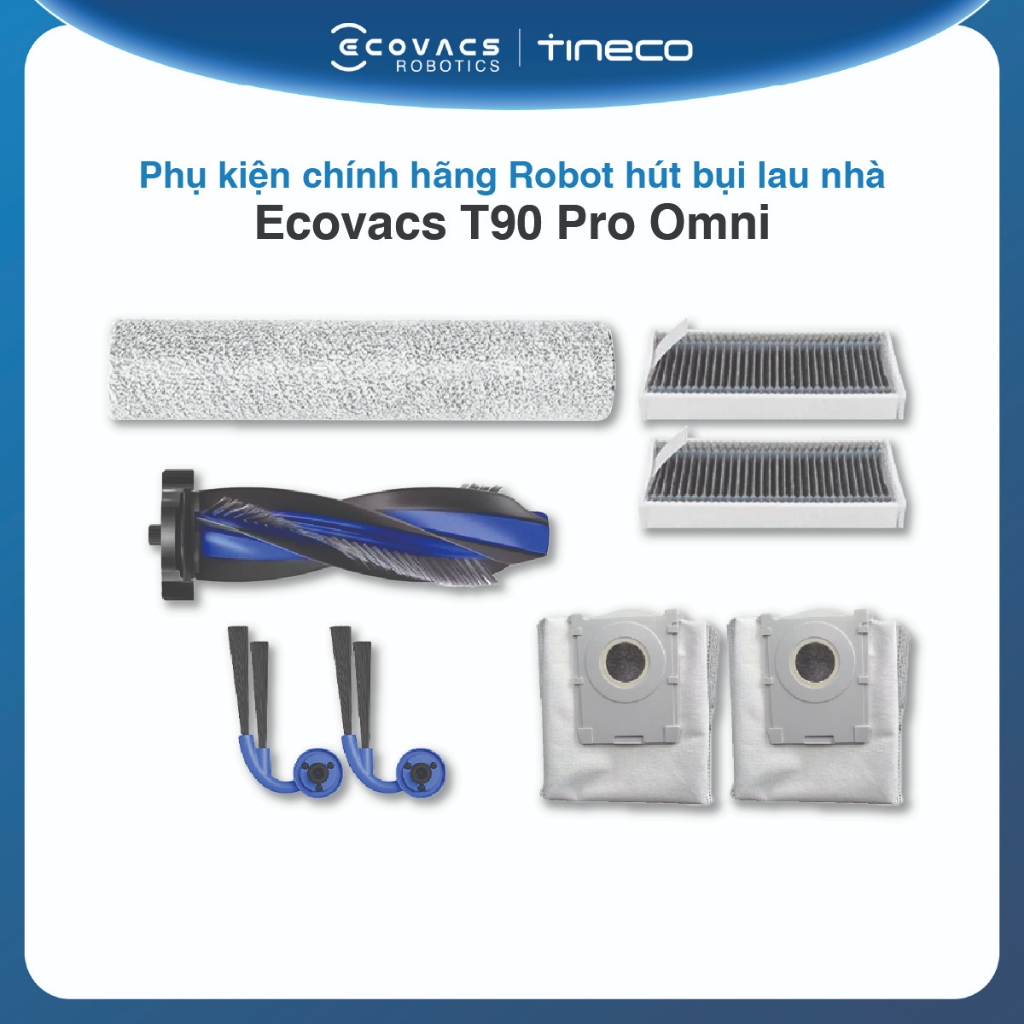 Phụ kiện chính hãng cho Robot hút bụi lau nhà Ecovacs T90 Pro Omni Chổi cạnh | Chổi chính | Bộ lọc |