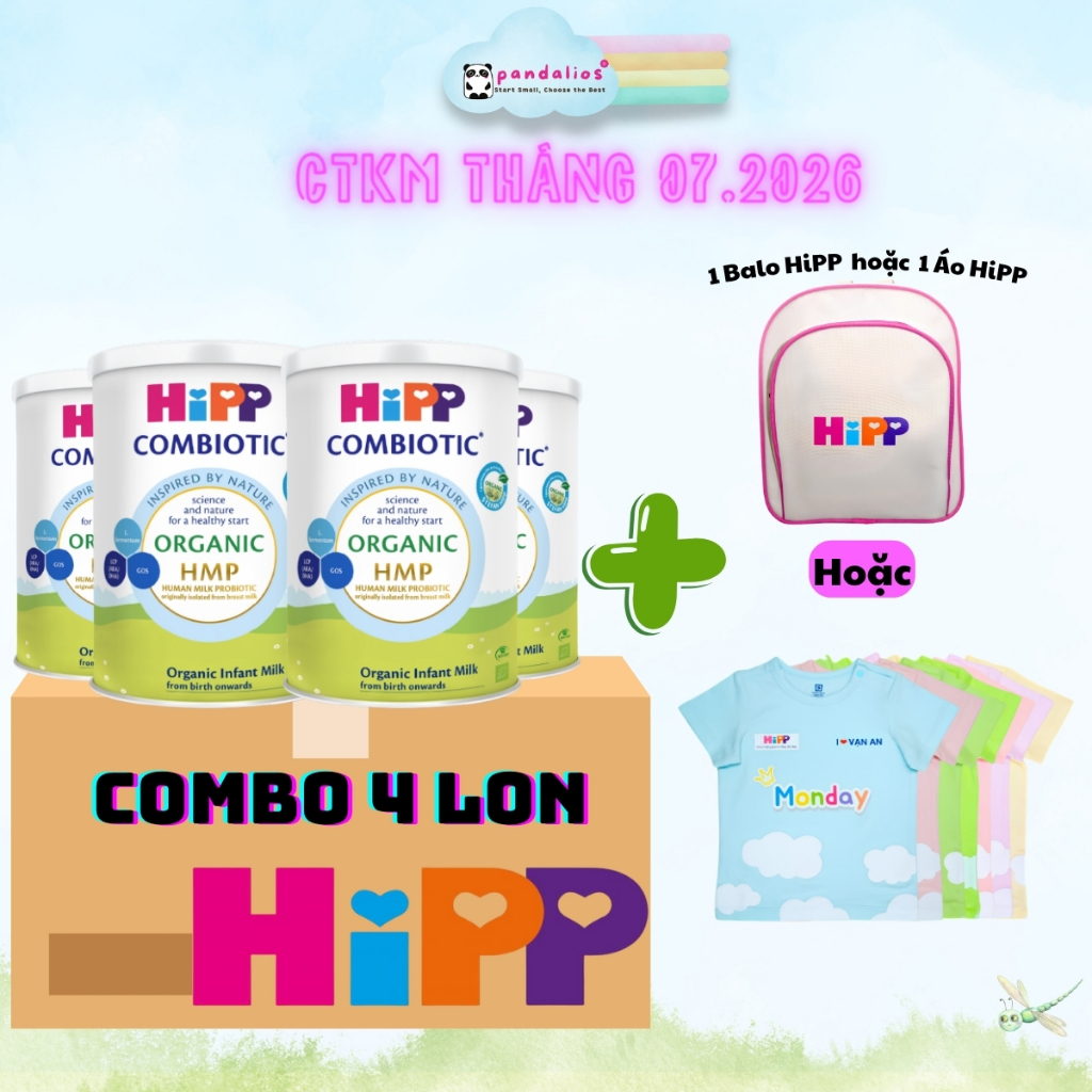 Combo 4 Lon Sữa Công Thức HiPP 1 Organic Combiotic 350g – Sữa Bò Hữu Cơ Chính Hãng - Date 02/2028
