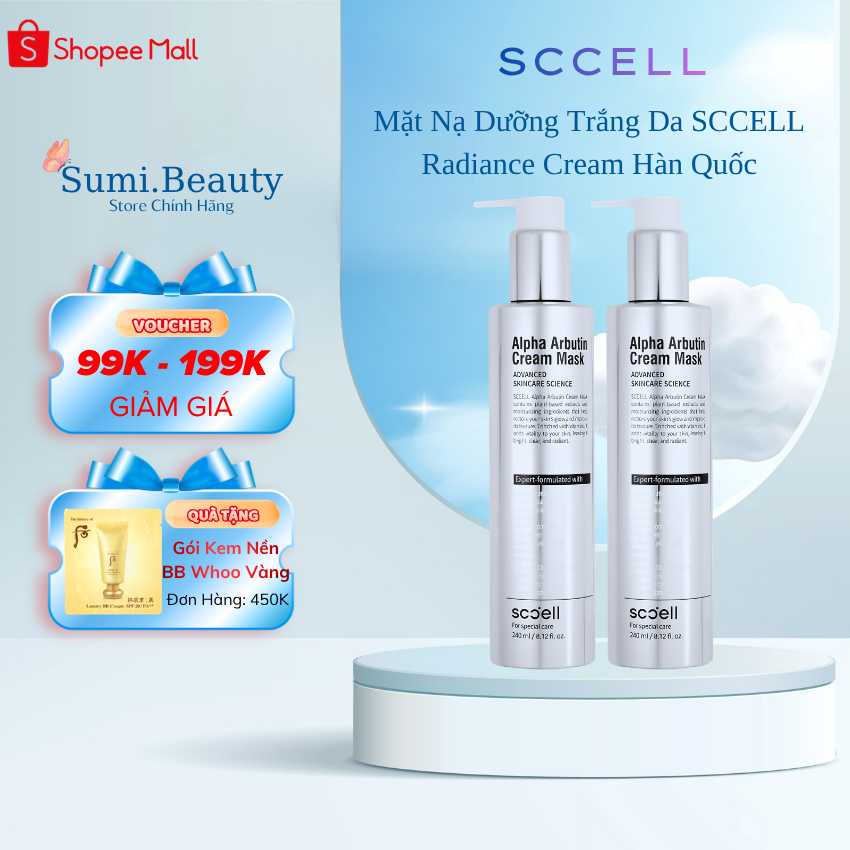 Mặt Nạ Dưỡng Trắng Da SCCELL Radiance Cream Maxclinic Hàn Quốc, Lọ 240mL Giúp Làm Mịn Và Phục Hồi Da