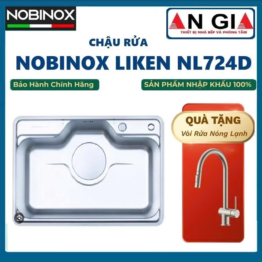CHẬU RỬA BÁT NOBINOX LIKEN NL724D. Bảo hành chính hãng