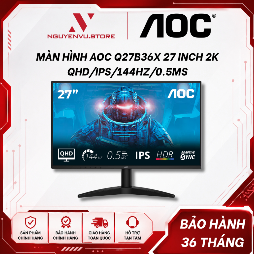 Màn Hình AOC Q27B36X 27 inch 2k ( QHD/IPS/144Hz/0.5ms ) - Hàng Chính Hãng