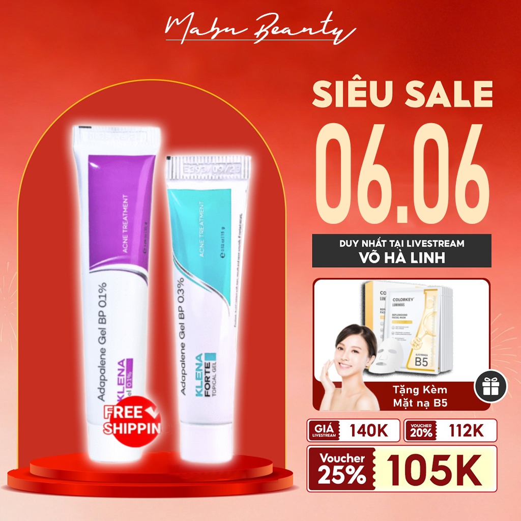 Kem mụn Klena Forte 0.1% 0.3% Giúp mụn trứng cá, mờ thâm, cải thiện làm sáng da