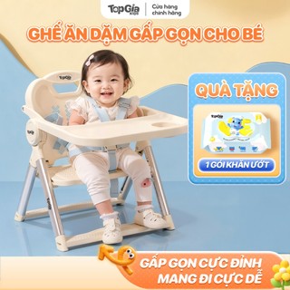 Ghế Ăn Dặm Gấp Gọn Đa Năng TopGiaKids Cho Bé, Nhẹ Dễ Mang Theo, Khung Nhôm Chắc Chắn, Dễ Vệ Sinh