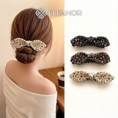 Kẹp tóc nữ Eleanor Accessories hình nơ phối hoa nhí phụ kiện tóc kẹp tóc nơ tiểu thư 12006
