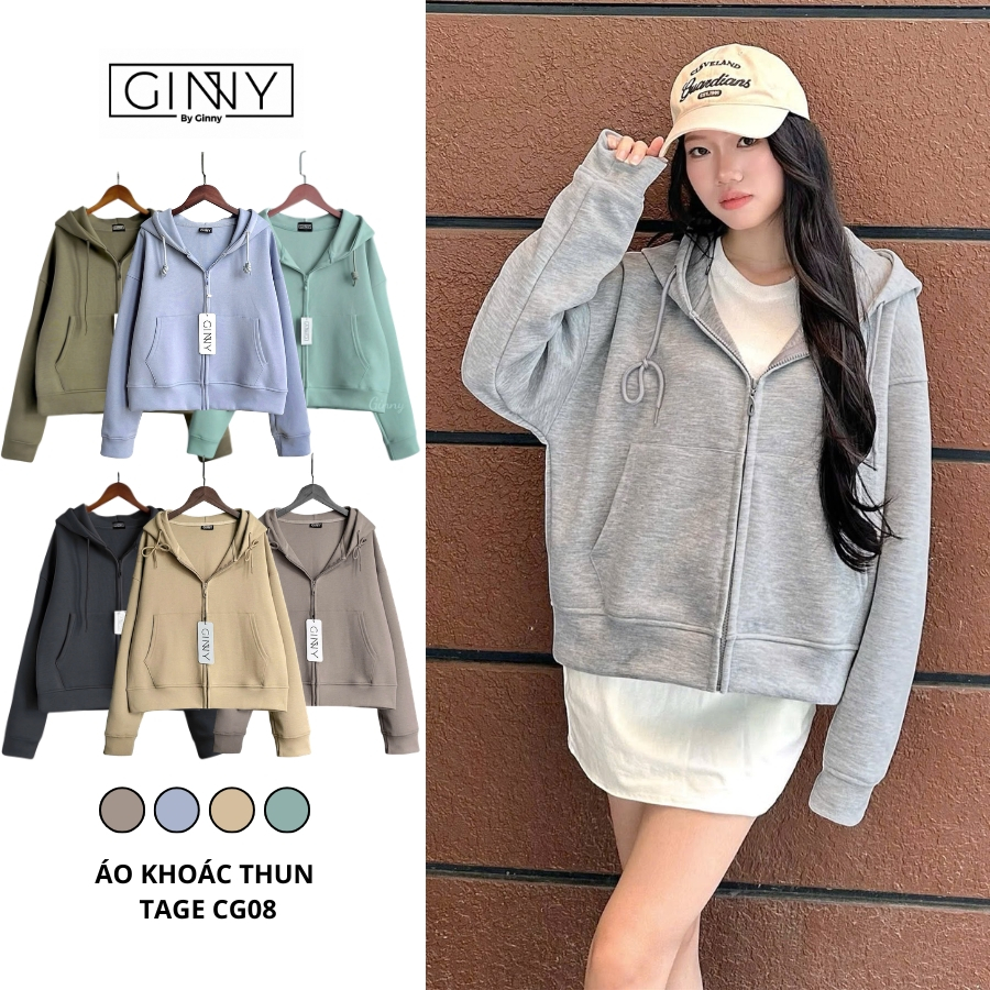𝐆𝐈𝐍𝐍𝐘 Áo Khoác Chống Nắng Nữ Thun Lạnh Cao Cấp Thấm Hút Tốt TAGE CG08 Chuẩn Form Màu Pastel Trendy