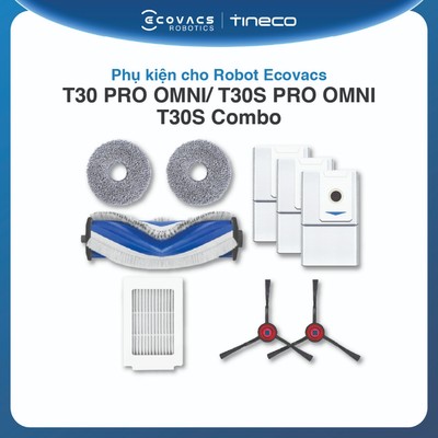 Phụ kiện cho Robot Ecovacs T30 PRO OMNI/ T30S PRO OMNI/ T30S Combo | Bộ lọc | Giẻ lau | Chổi chính | Chổi cạnh | Túi