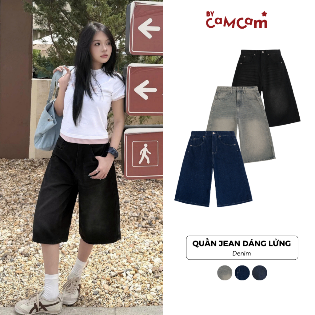 Quần Jean Dáng Lửng Dài Demi Jean Short 𝑩𝒚𝒄𝒂𝒎𝒄𝒂𝒎 Năng Động Denim Wash [Our Beloved Summer Collection] QEL034 | BigBuy360 - bigbuy360.vn