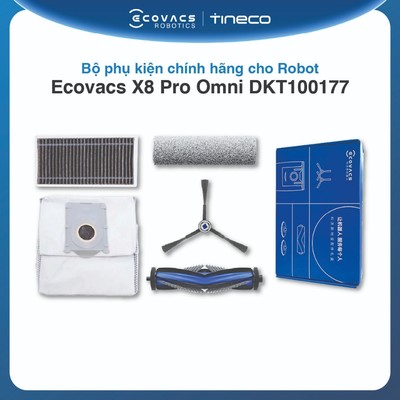 Bộ phụ kiện chính hãng cho Robot Ecovacs X8 Pro Omni DKT100177 - chổi chính, chổi cạnh, bộ lọc, túi rác, con lăn