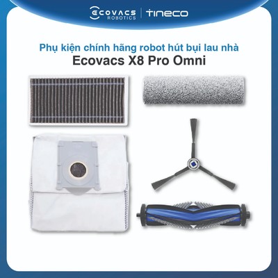 Phụ kiện chính hãng robot hút bụi lau nhà Ecovacs X8 Pro Omni | Chổi cạnh | Chổi chính | Con lăn | Bộ lọc | Túi rác
