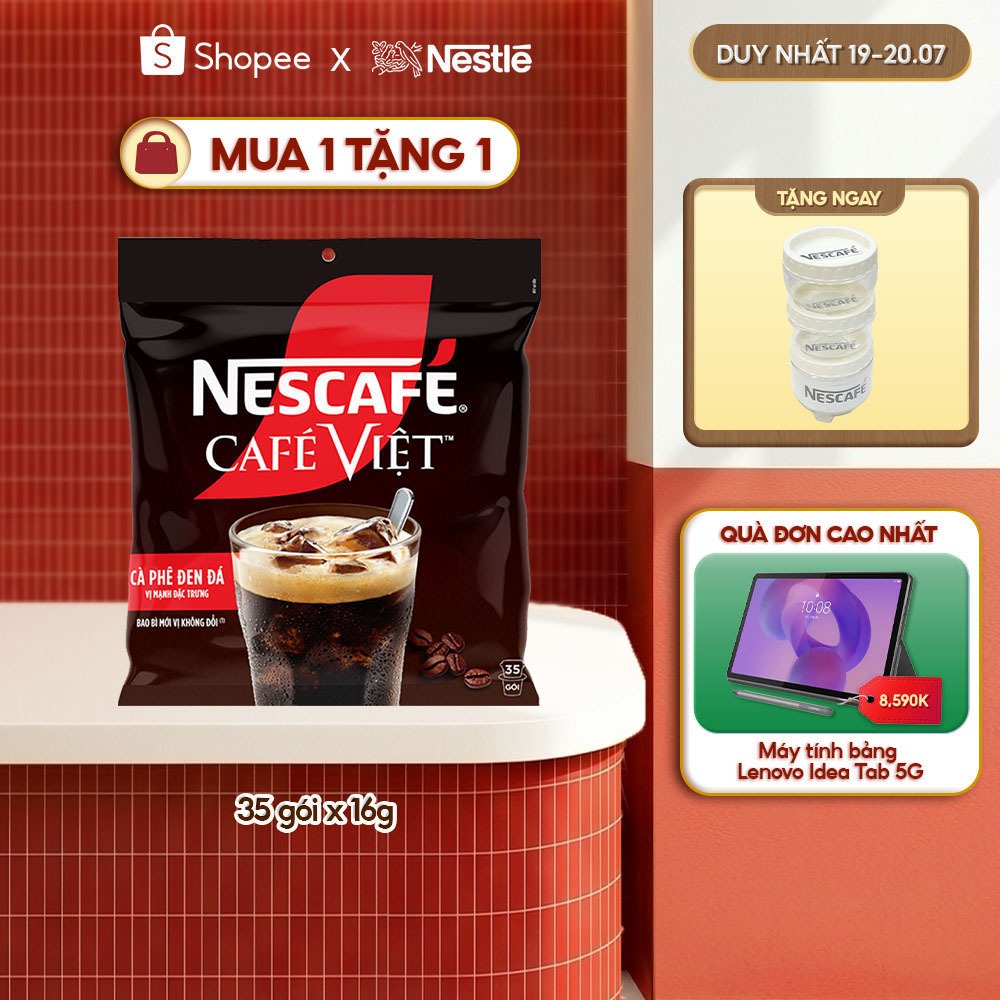 [Tặng Bộ 3 hũ đựng gia vị NESCAFÉ] Bịch Cà phê Hòa tan NESCAFÉ CAFÉ VIỆT 35 gói Vị Mạnh đặc trưng