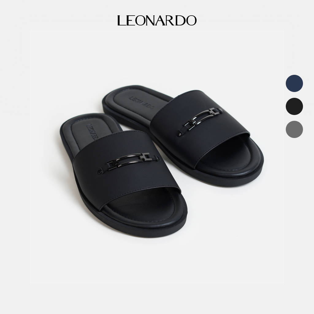 Dép nam Leonardo quai da Microfiber chống nước đế cao su chống trượt - Dép Andrew