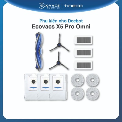 Phụ kiện cho Deebot Ecovacs X5 Pro Omni| Set 4 giẻ DCC040047 | Bộ lọc DFI030033 | Chổi chính DMB010021 |Bộ lọc DFI030032