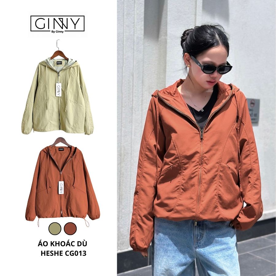 𝐆𝐈𝐍𝐍𝐘 Áo khoác dù Heshe CG-013 Chất Vải Trượt Nước Màu Sắc Nhẹ Nhàng Chống Nắng Tia UV