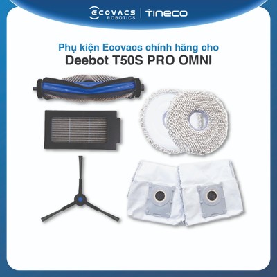 Phụ kiện Ecovacs chính hãng cho Deebot T50S PRO OMNI | Chổi cạnh | Chổi chính | Giẻ lau | Bộ lọc | Túi rác