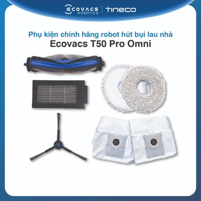 Phụ kiện chính hãng robot hút bụi lau nhà Ecovacs T50 Pro Omni | Chổi cạnh | Chổi chính | Giẻ lau | Bộ lọc | Túi rác