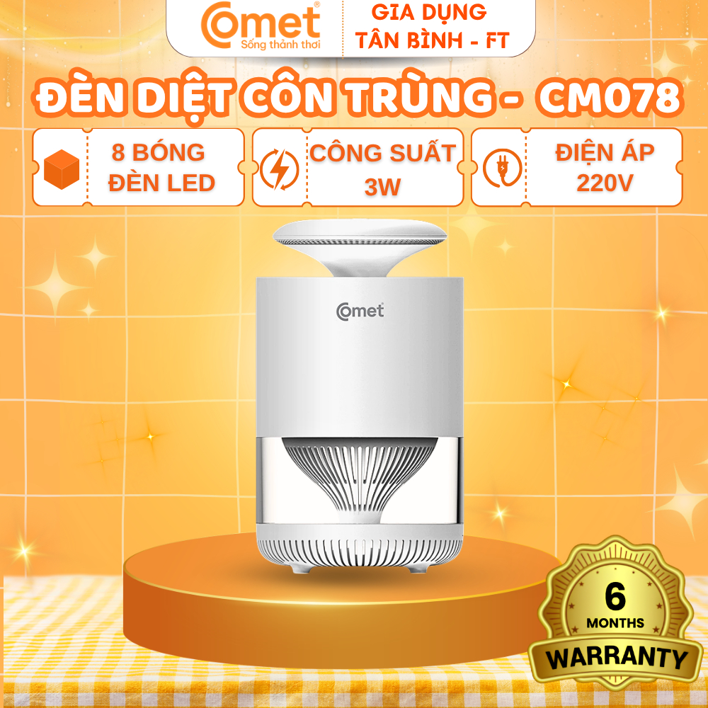 Đèn Diệt Côn Trùng Comet CM078 | Đèn Bắt Muỗi UV 3W An Toàn, Tiết Kiệm Điện