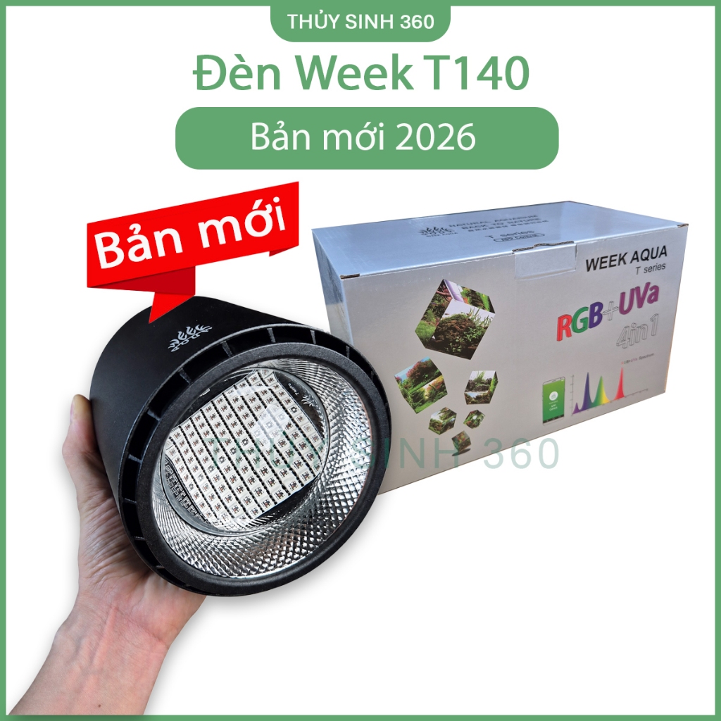Đèn Week Aqua T140 Pro RGB UVa (Thay thế T90) - Chỉnh App - Cho Hồ Cá Cảnh, Thủy Sinh