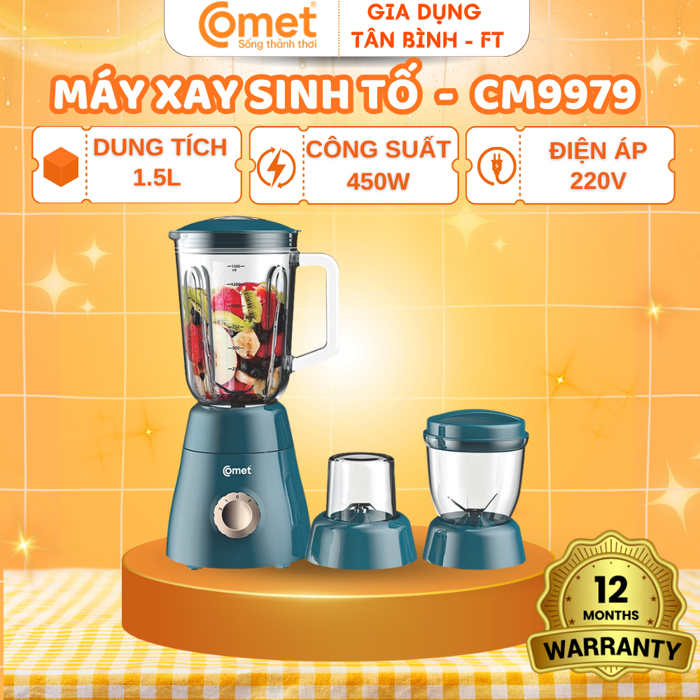 [HỎA TỐC HCM] Máy Xay Sinh Tố COMET CM9979 – Công Suất 450W, 3 Cối Đa năng, Tiện Dụng