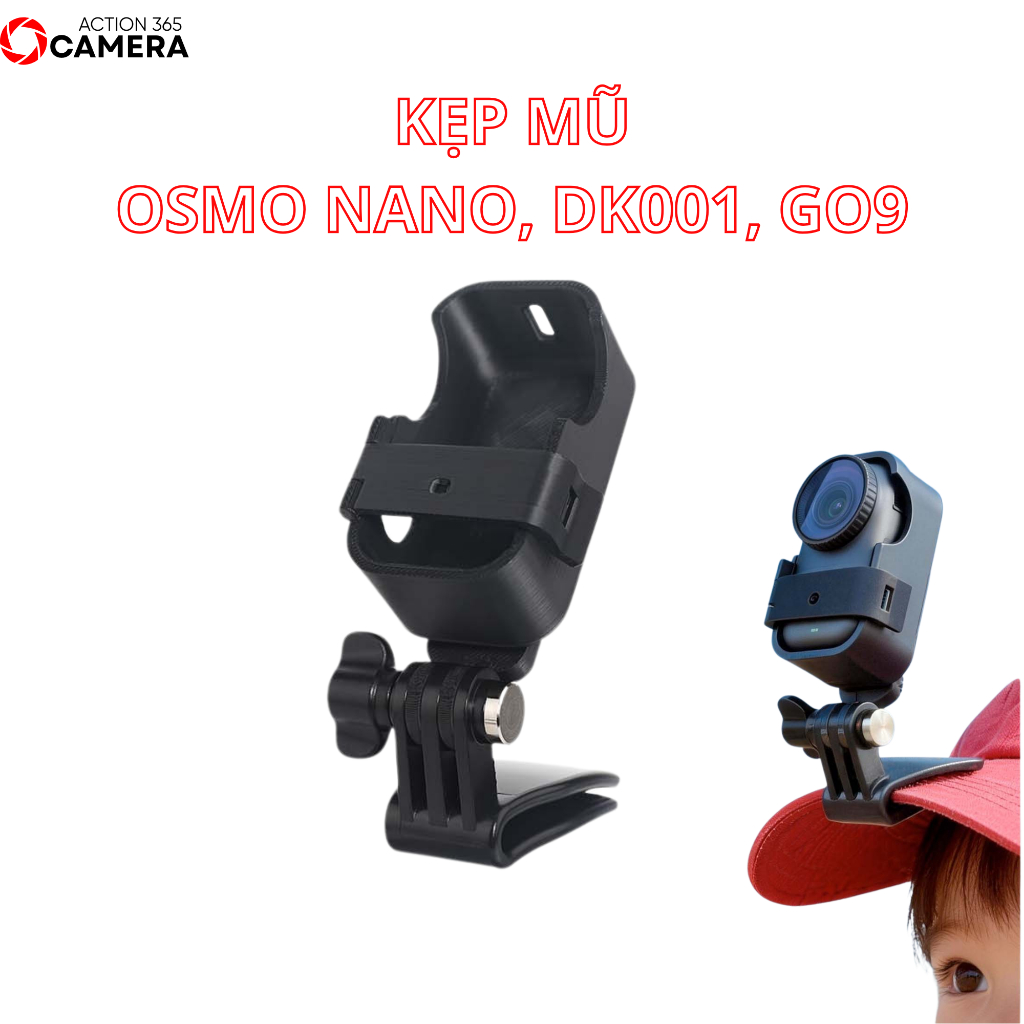 Thích Hợp Cho Osmo Nano, DK001, GO9 Kẹp Mũ Quay Dọc 360 Độ Góc Nhìn ThứNhất POV vlog, chơi thể thao,