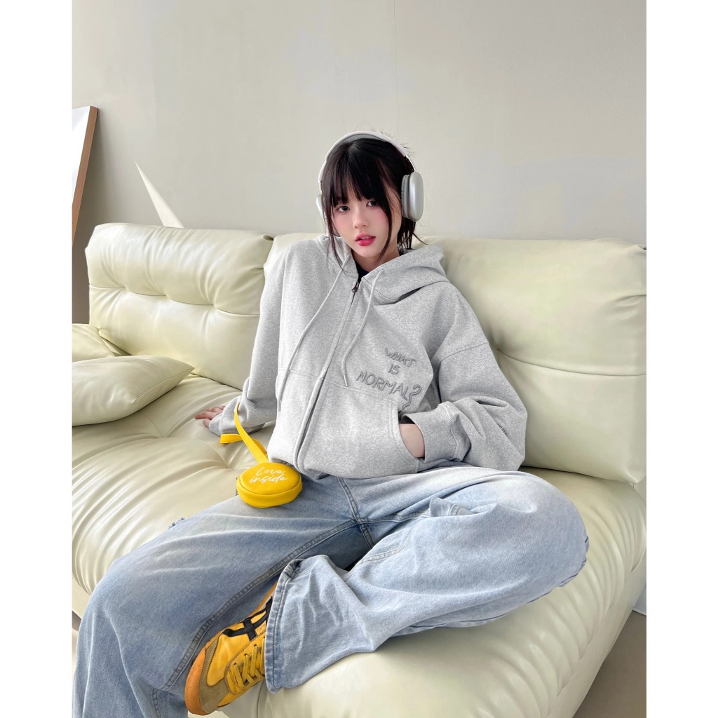 CINDER Áo Hoodie Zip NORMAL Cinder Form Boxy Thêu Nổ 3D Cao Cấp, Local Brand Chính Hãng