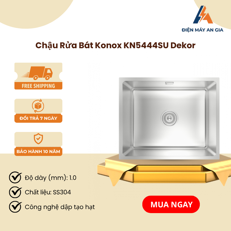 Chậu Rửa Bát Konox KN5444SU Dekor – Inox SS304 – Chống Xước – Lòng Chậu Sâu – Lắp Âm  – PEB