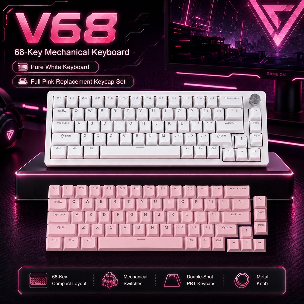 FURYCUBE V68 Bàn Phím Cơ Gaming 68%, RGB, Hotswap, 1kHz, Anti-Ghosting, FPS Esports, Tặng Keycap DIY | BigBuy360 - bigbuy360.vn