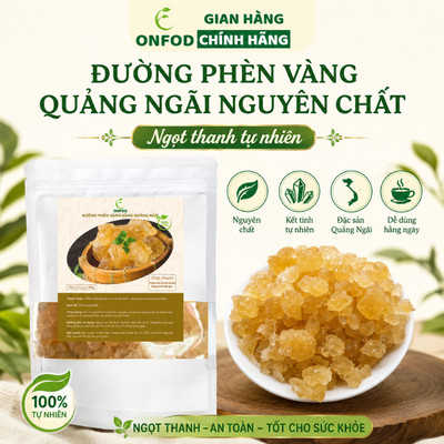 Đường phèn vàng mật mía nguyên chất Quảng Ngãi ONFOD thanh nhiệt nấu chè chưng yến 100g 200g 300g 400g 1kg
