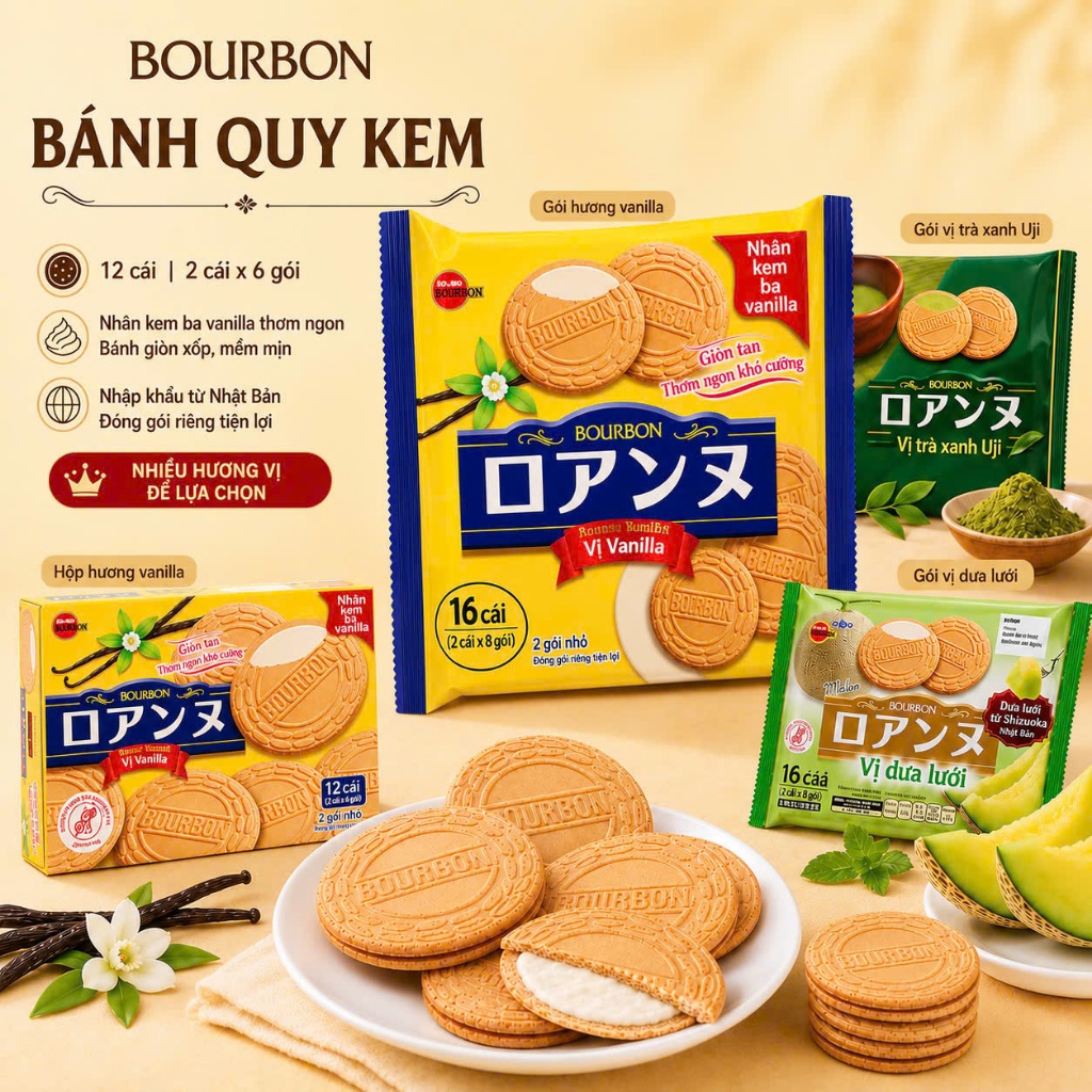 Bánh Quy Vị Kem Vanilla , Trà Xanh Bourbon