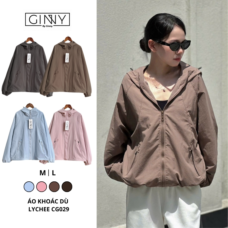 𝐆𝐈𝐍𝐍𝐘 Áo Khoác Dù Lychee CG029 Chất Vải Chống Nắng Trượt Nước Túi Có Khóa Kéo Tiện Lợi