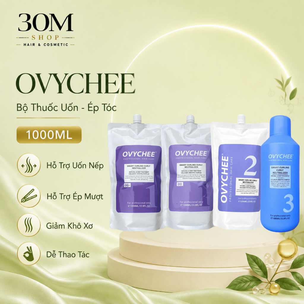 Thuốc Uốn Tóc OVYCHEE 1000ml | Tạo Sóng Xoăn Mềm Mượt Chuẩn Salon