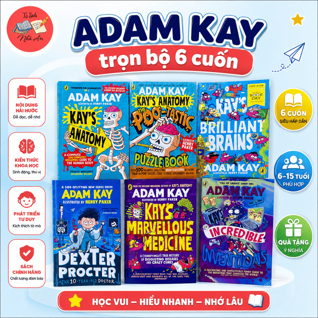 Sách khoa học vui nhộn ADAM KAY – trọn bộ 6 cuốn