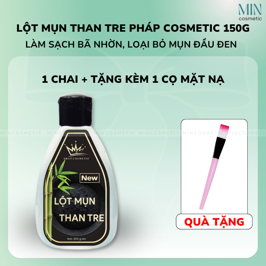 [1 CHAI + TẶNG KÈM CỌ] Gel Lột Mụn Than Tre Làm Sạch Mụn Đầu Đen Pháp Cosmetic 150g – Min Cosmetics