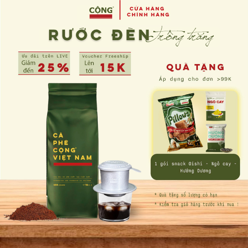 Cà Phê Bột Cộng Rang Xay Cộng Cà Phê 100% Robusta Nguyên Chất Pha Phin Đậm Vị 1kg
