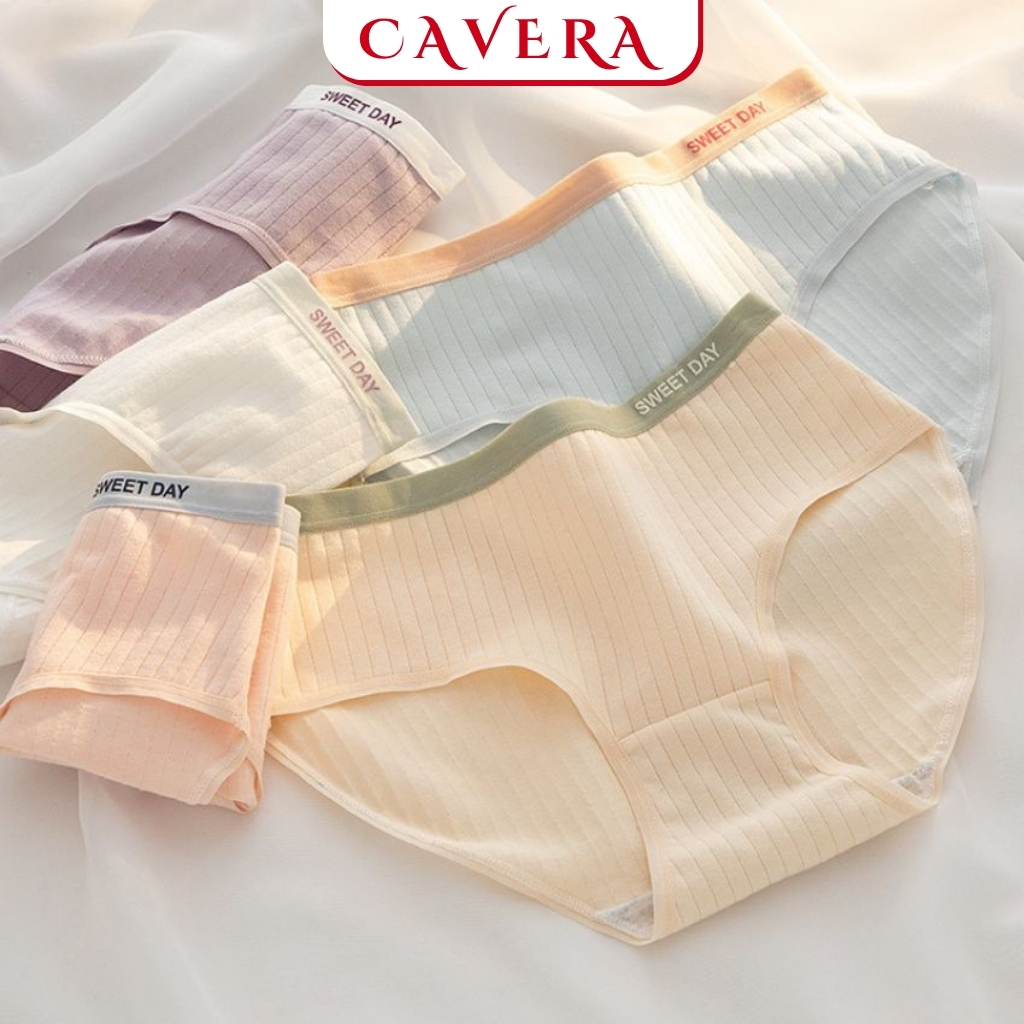 Quần lót nữ cotton - Quần chip nữ cute gân tăm co giãn mềm mịn Cavera L.0763