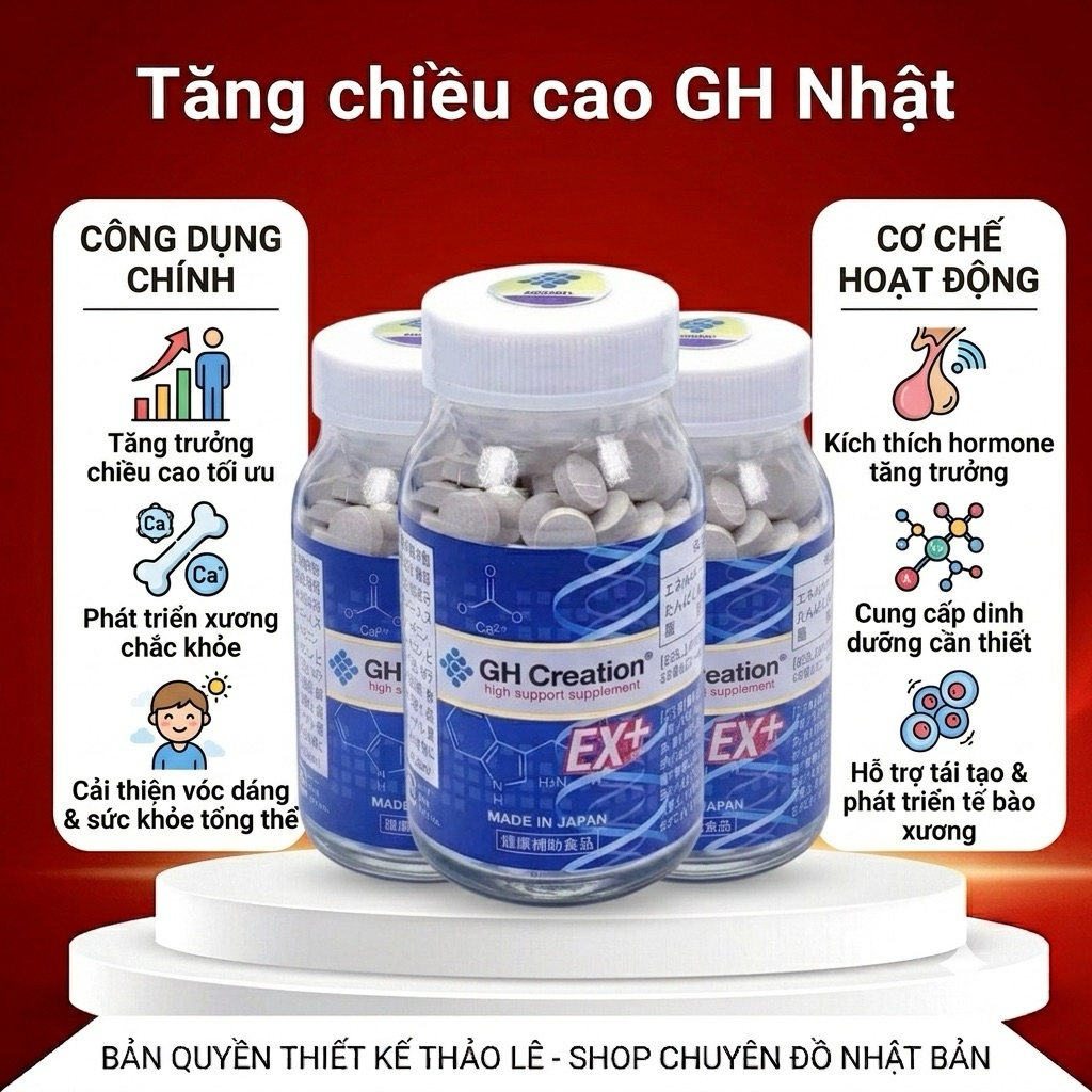 Tăng chiều cao Gh (Nhật), GH Creation EX+ Viên Uống Hỗ Trợ Tăng Chiều Cao Nhật Bản