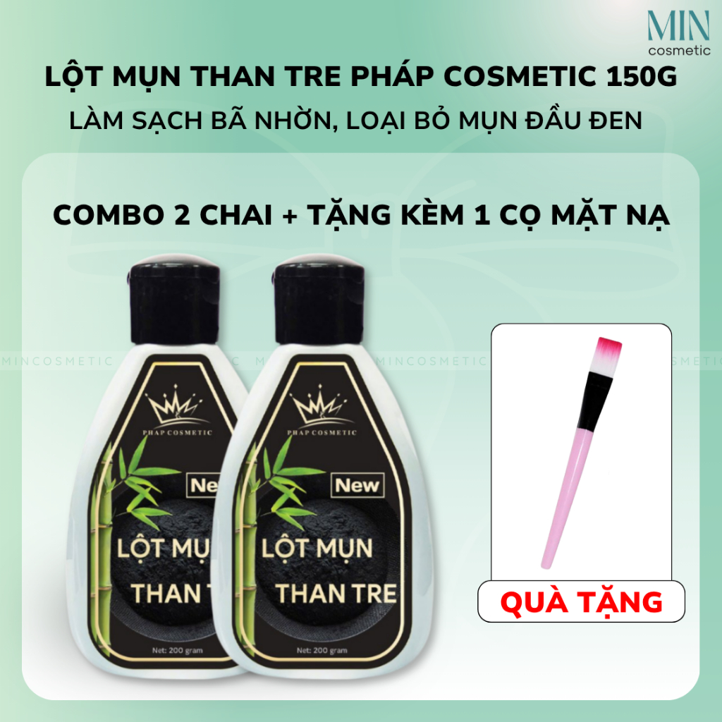 [COMBO 2 CHAI + TẶNG KÈM CỌ] Gel Lột Mụn Than Tre Làm Sạch Mụn Đầu Đen Pháp Cosmetic 150g – Min Cosm